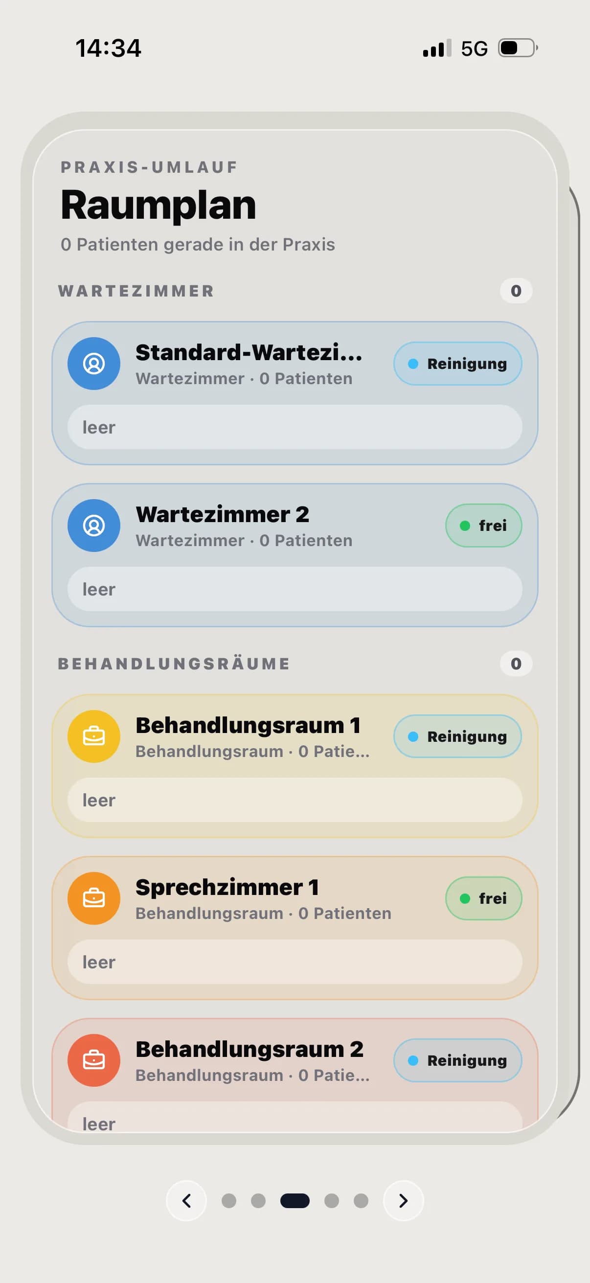 Raumverwaltung in der kaya Mitarbeiter-App