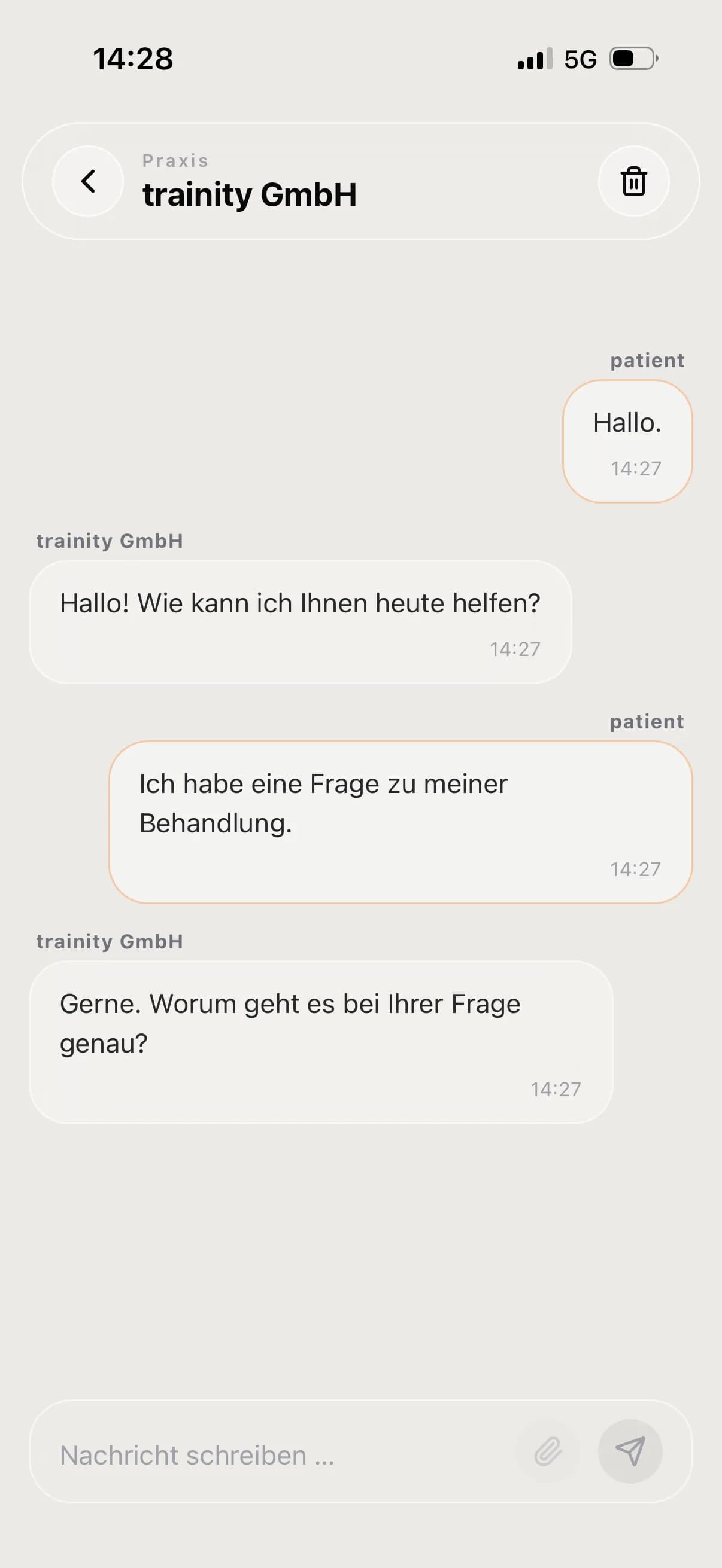 Patientenchat in der kaya Patienten-App